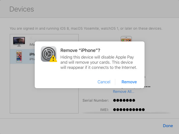 Remove an iPhone from your trusted device list