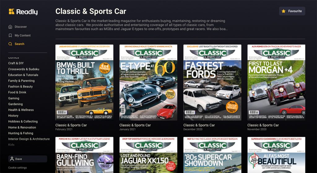 Classic & Sports Car magazine on the new Readly web reader.