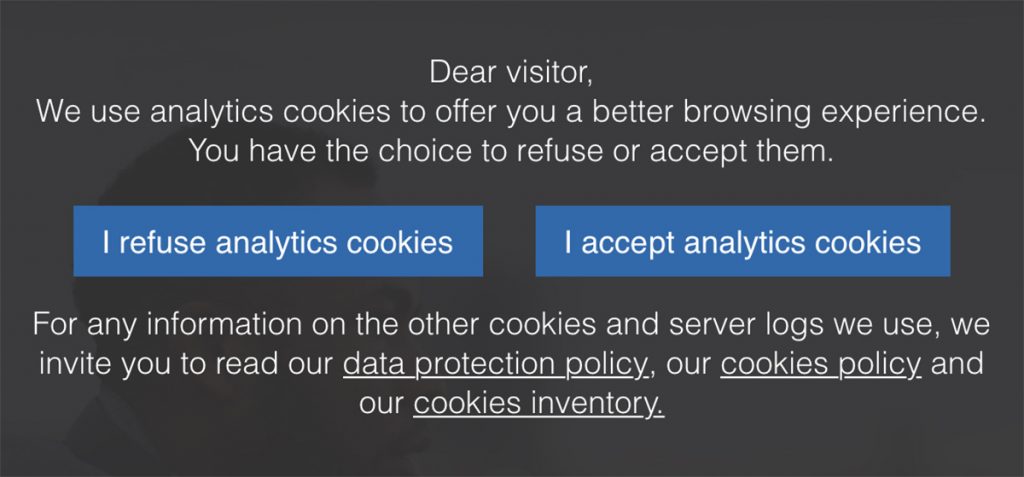 Cookies permission screen