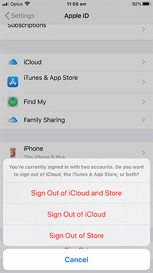 Sign out of iCloud and the iTunes & App store on an iPhone